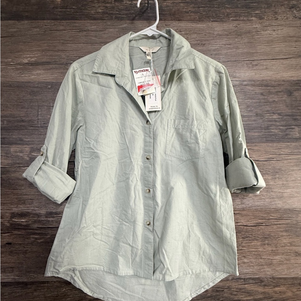 sim & Sam Sage Green Button Down Shirt